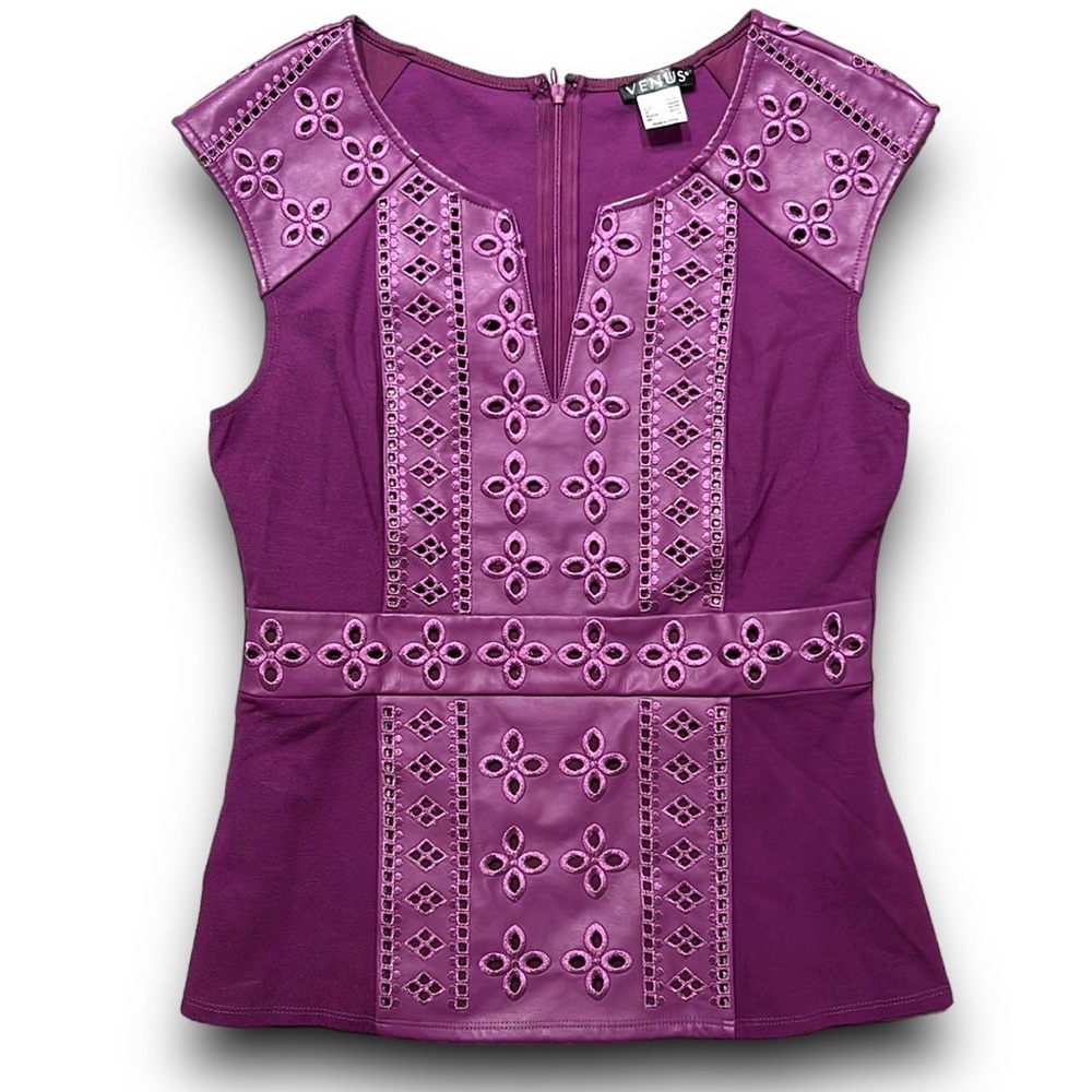 3/$15 Faux Leather Eyelet cutout Blouse by VENUS